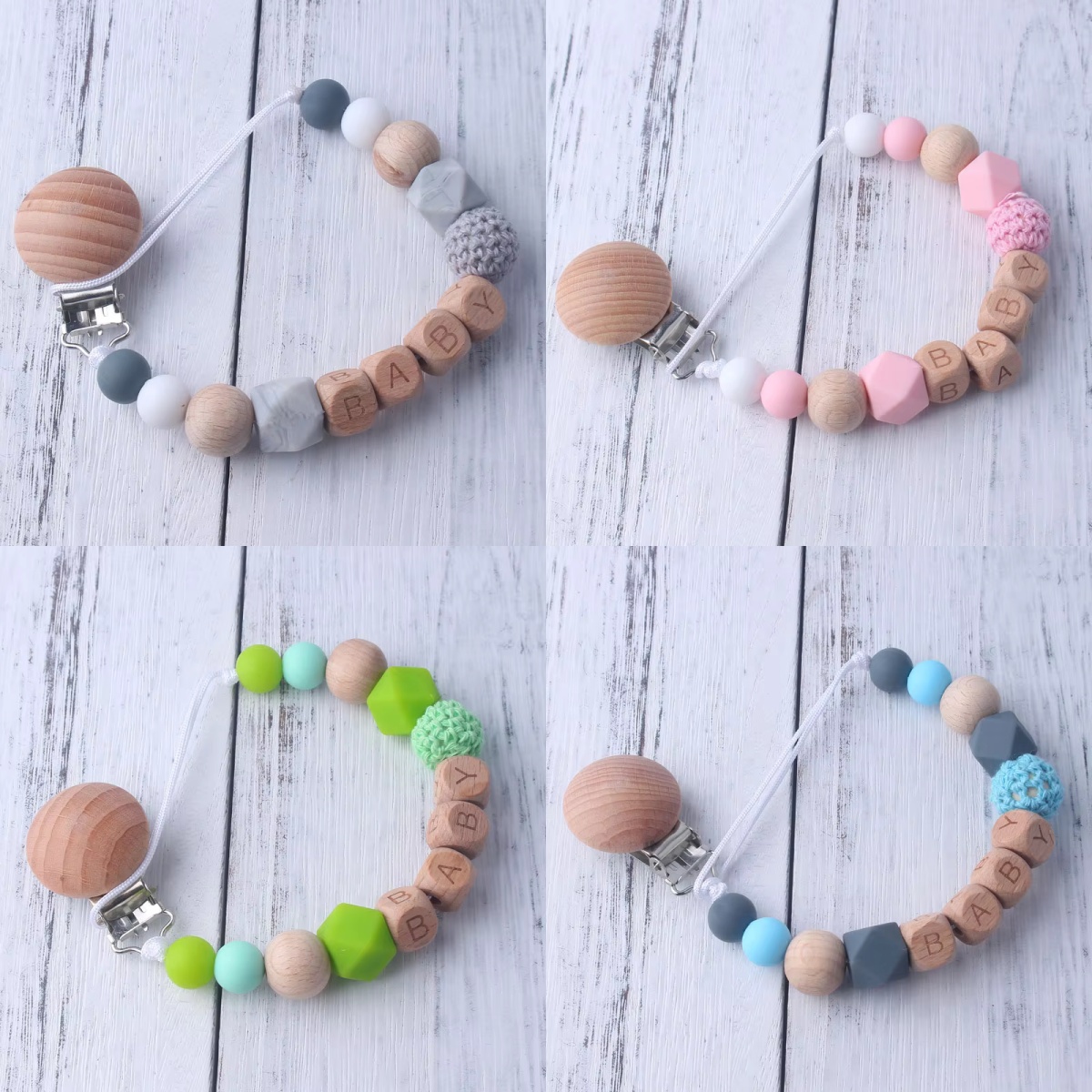 Baby Products Moisturizer - Baby Pacifier Clip with Wooden &