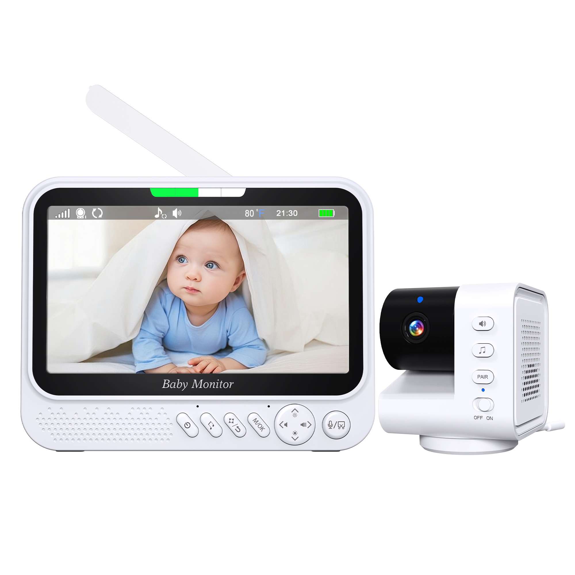 Wireless Baby Monitor - 7inch IPS Screen 1v2 Wireless Video
