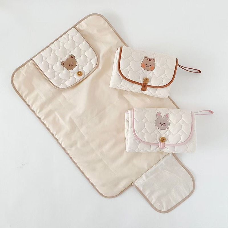 Diaper Changing Mat - Infant Foldable Diaper Changer Cute Embroidery