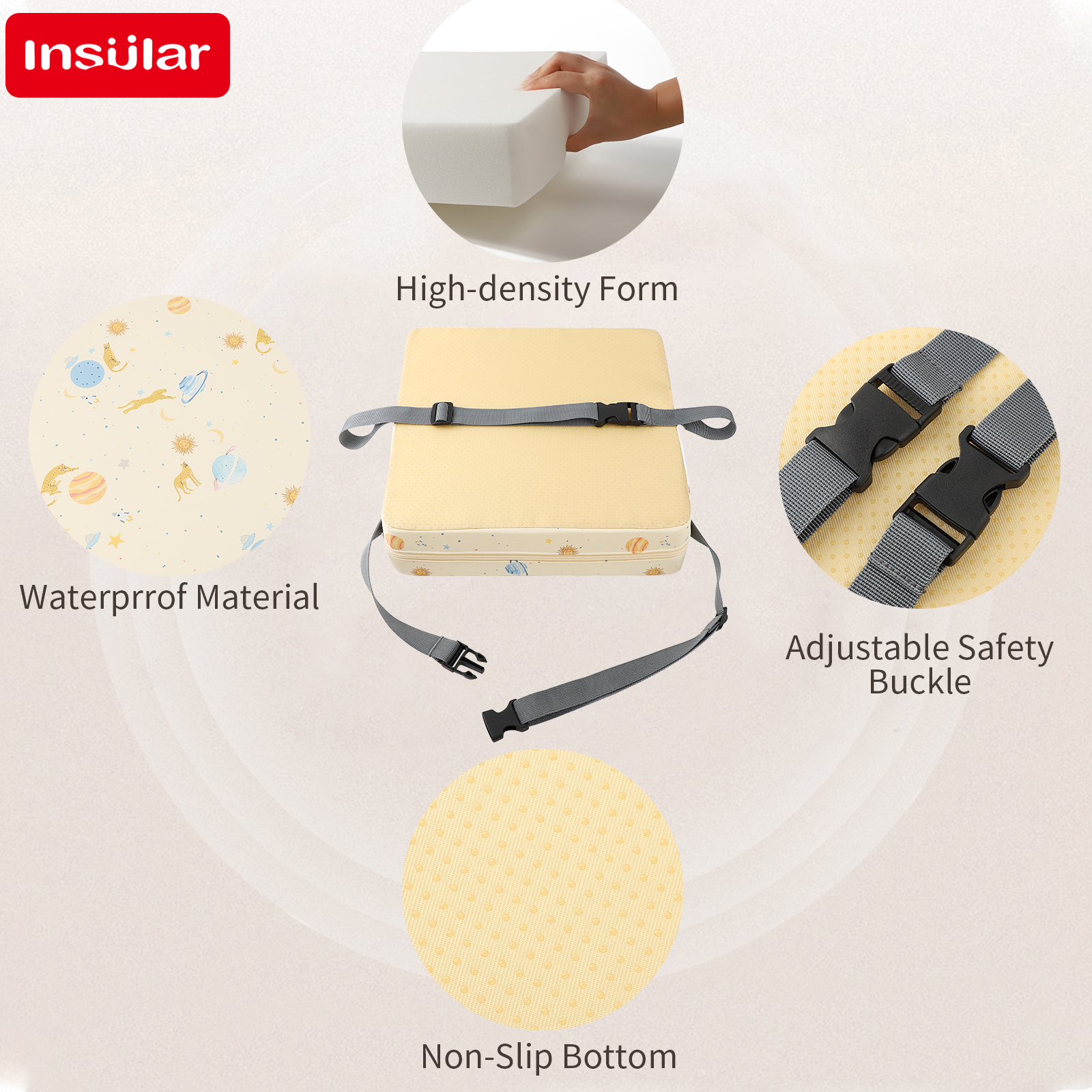 INSULAR Waterproof Non-Slip Hi - Baby High Chair Booster avaliação e preço