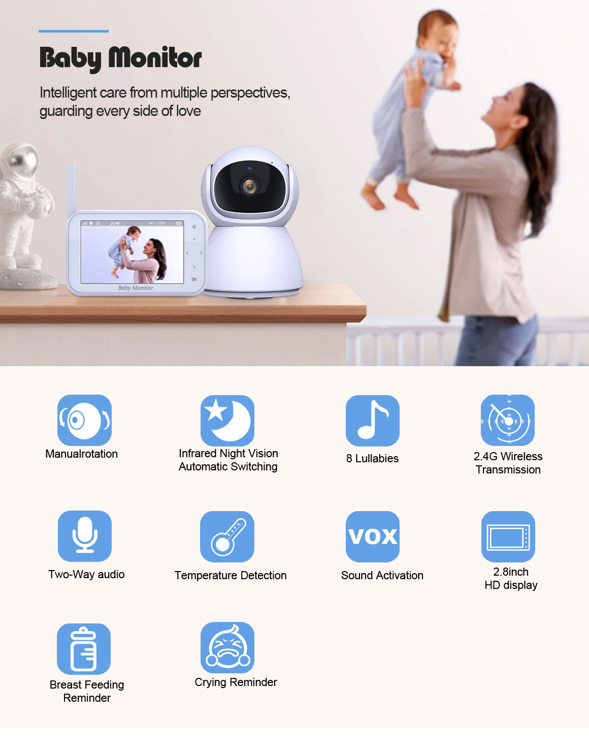 720P Wireless PTZ Baby Monitor - Wireless Baby Monitor avaliação e preço