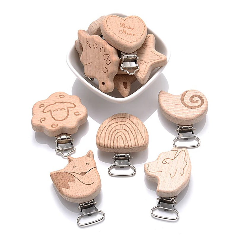 5Pcs Wooden Pacifier Clip Food - Baby Products Moisturizer avaliação e preço